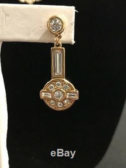 Vintage Austrian Crystal Gold Tone Earrings Bracelet & Necklace 3 Piece Set Tags