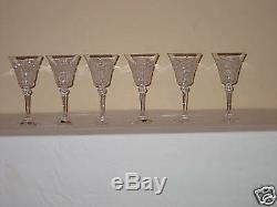 Vintage Bohemia Queen Lace Hand Cut 24% Lead Crystal 5 Oz Wine Glass 6 Pieces