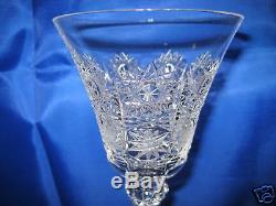 Vintage Bohemia Queen Lace Hand Cut 24% Lead Crystal 5 Oz Wine Glass 6 Pieces