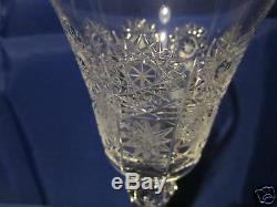 Vintage Bohemia Queen Lace Hand Cut 24% Lead Crystal 5 Oz Wine Glass 6 Pieces