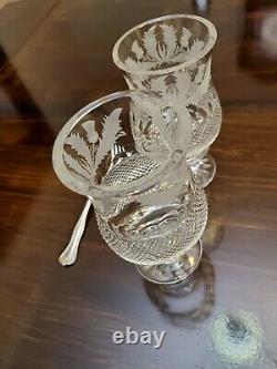 Vintage Edinburgh Crystal 2 Piece Candle Lamp Set Of 2