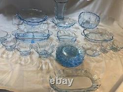 Vintage Fostoria Baroque Glass Azure Blue Huge Collection! 25 Rare Pieces