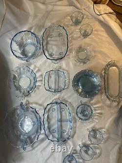 Vintage Fostoria Baroque Glass Azure Blue Huge Collection! 25 Rare Pieces