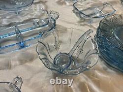 Vintage Fostoria Baroque Glass Azure Blue Huge Collection! 25 Rare Pieces