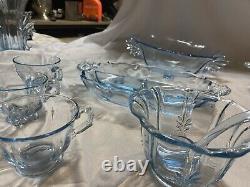 Vintage Fostoria Baroque Glass Azure Blue Huge Collection! 25 Rare Pieces