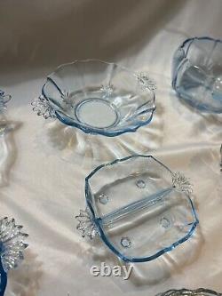 Vintage Fostoria Baroque Glass Azure Blue Huge Collection! 25 Rare Pieces