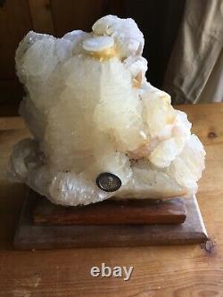 Vintage Giant Piece Gemstone Rock Crystal Inc Mines Rescue Service Badge Mining