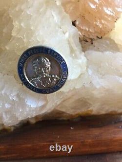 Vintage Giant Piece Gemstone Rock Crystal Inc Mines Rescue Service Badge Mining