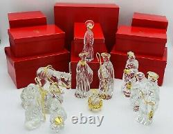 Vintage Gorham Crystal Gold Nativity Set 11 Piece Holy Family Christmas