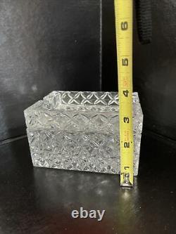 Vintage Lead Crystal Over 24% Two Pieces Cigarette Box Holder And Lid Ashtray