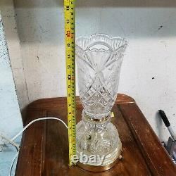 Vtg Crystal Tulip Shade 2-Piece Hurricane Lamp 15