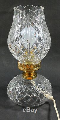 Vtg Waterford Crystal Tulip Shade 2-Piece Hurricane Lamp 13 Irish Electric A+++