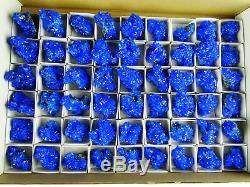 WHOLESALE BOX with CHALCANTHITE 54 PIECES ELECTRIC BLUE alunite, alum flat