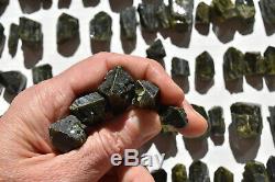 WHOLESALE Dark Green Epidote Crystals from Peru 118 pieces 1 kg # 6192