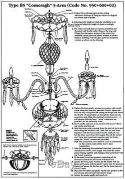 Waterford Crystal COMERAGH 5 Arm Chandelier Replace PIECES PARTS Curved Arm