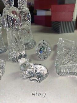 Waterford Crystal Nativity set with other Christmas pieces (1995 and 1996) 14 pc
