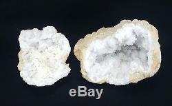 White Quartz Crystal Geode Cluster 2 Piece Specimen Large 14.5 lbs from Morocco