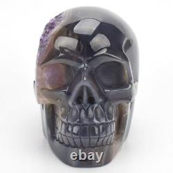 1000g Agate Naturelle Sculptée À La Main Améthyste Crâne De Cristal Géode