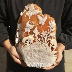 11.4kg Pierre géode naturelle en quartz sculptée à la main en forme de papillon