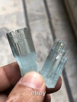 130 Carats-2 Pièces Béryl. Var'Aquamarine Crystal de la Vallée de Skardu, Pakistan.