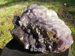 15.4 Lb Grande Épingle À Pas Violet Fluorite Mineral Specimen Pièce Stupéfiante