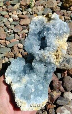 1896g Natural Beautiful Blue Celestite Crystal Geode Specimen, Pièce D'affichage