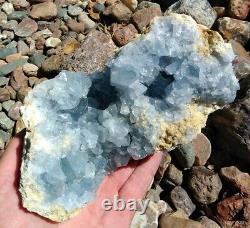 1896g Natural Beautiful Blue Celestite Crystal Geode Specimen, Pièce D'affichage