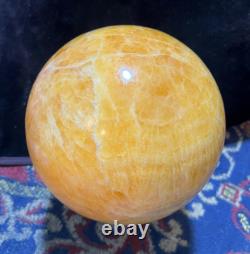 1 pièce belle sphère de calcite orange intacte en cristal du Pakistan