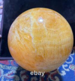 1 pièce belle sphère de calcite orange intacte en cristal du Pakistan
