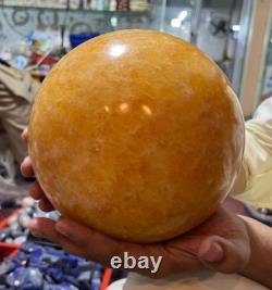 1 pièce belle sphère de calcite orange intacte en cristal du Pakistan