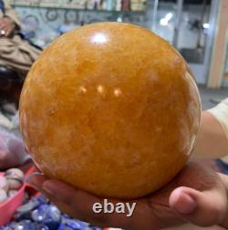1 pièce belle sphère de calcite orange intacte en cristal du Pakistan