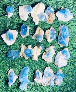 256grammes 20 pièces lot de spécimens rares et brillants de célestine bleue + calcite