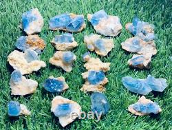 256grammes 20 pièces lot de spécimens rares et brillants de célestine bleue + calcite
