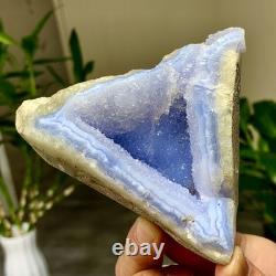 277G Morceau de Cristal d'Agate Bleue Rayée Naturelle - Échantillons Minéraux
