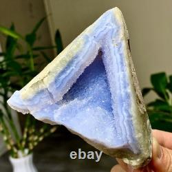 277G Morceau de Cristal d'Agate Bleue Rayée Naturelle - Échantillons Minéraux