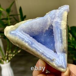 277G Morceau de Cristal d'Agate Bleue Rayée Naturelle - Échantillons Minéraux