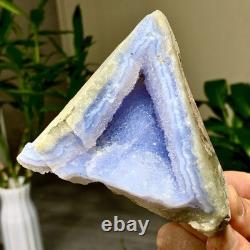 277G Morceau de Cristal d'Agate Bleue Rayée Naturelle - Échantillons Minéraux