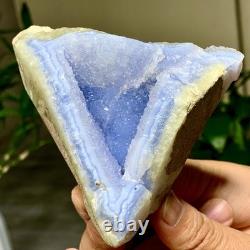 277G Morceau de Cristal d'Agate Bleue Rayée Naturelle - Échantillons Minéraux