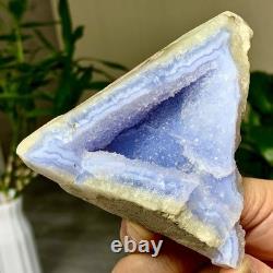 277G Morceau de Cristal d'Agate Bleue Rayée Naturelle - Échantillons Minéraux
