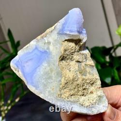 277G Morceau de Cristal d'Agate Bleue Rayée Naturelle - Échantillons Minéraux