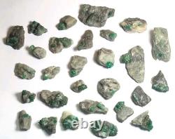 28 Pièces, 209 Grammes, Échantillons d'Émeraude de la Vallée de Swat, Pakistan