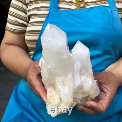 2Pièces 2700G Cristal de Quartz Transparent Blanc Groupe Échantillon Brut de Guérison 1467