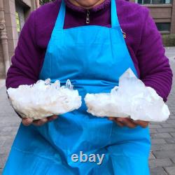 2Pièces 2730G Grosse Pierre de Quartz Blanc Transparent Spécimen Brut Guérison 432