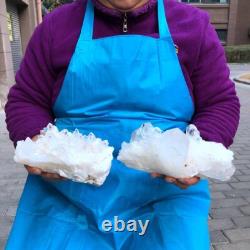 2Pièces 2730g Grosse Agrégation de Quartz Blanc Transparent Brut Spécimen de Guérison 432