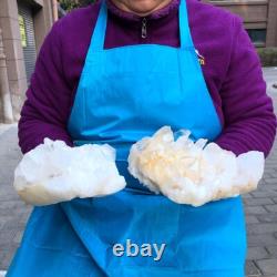 2Pièces 3260g Grosse Améthyste de Quartz Clair Blanc Spécimen Brut de Guérison 429