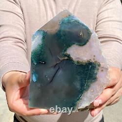 2,2 livres Spécimen de pièce taillée à la main en cristal de quartz géode d'améthyste d'agate naturelle