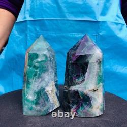 2 Pièces 4,4LB Pilliers de Fluorite Verte Naturelle Minéraux Spécimens 2720
