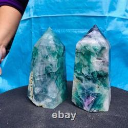 2 Pièces 4,4LB Pilliers de Fluorite Verte Naturelle Minéraux Spécimens 2720