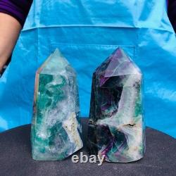 2 Pièces 4,4LB Pilliers de Fluorite Verte Naturelle Minéraux Spécimens 2720