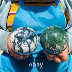 2 pièces 1800g Boule en quartz cristal d'agate aquatique naturelle guérison 2107